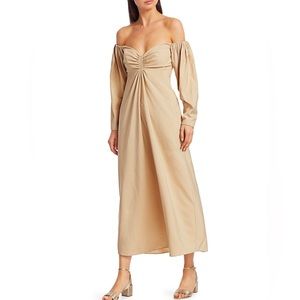 A.L.C. Calley Off The Shoulder Smocked Fit & Flare Midi Dress NWT Womens Sz 6